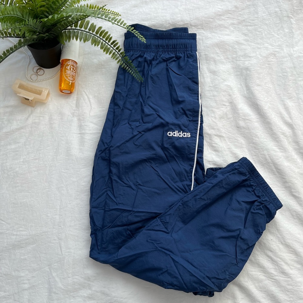 adidas Navy Blue Track Pants with White Trim